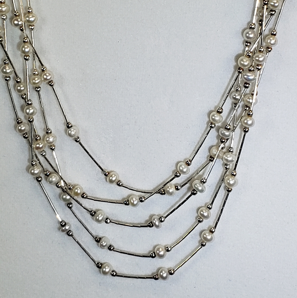 Freshwater Pearls & 925 Sterling Necklace - Picture 5 of 5